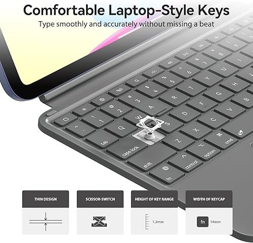 Miniatura 9 de Funda táctil para iPad de 10. generación con teclado (10.9 pulgadas, 2022) y iPad de 11 (A16, 2025) Funda magnética con soporte dividido, trackpad