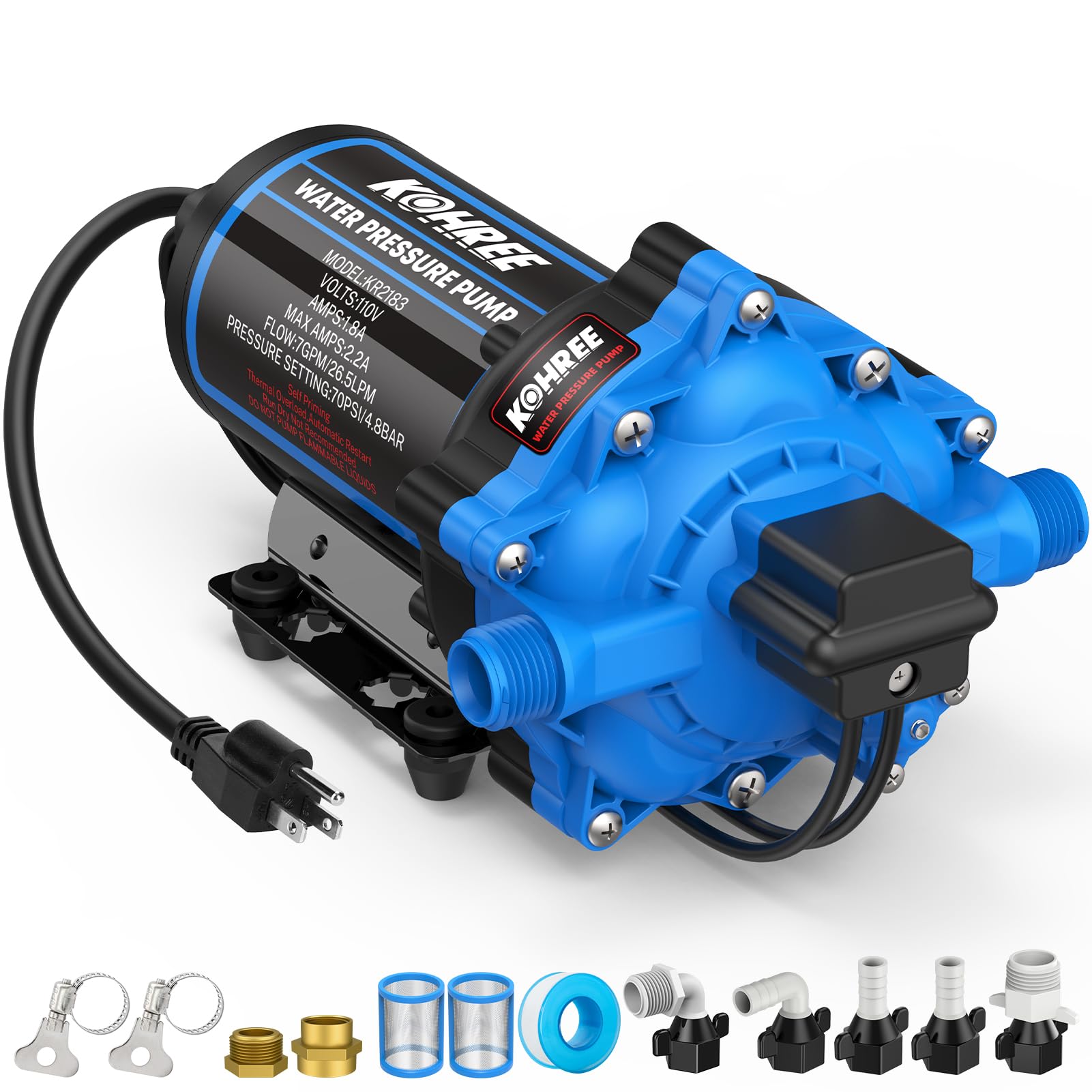 Photo 1 of Kohree 110V AC Water Pressure Pump, 7.0GPM 70PSI Self-Priming Pressure Pump