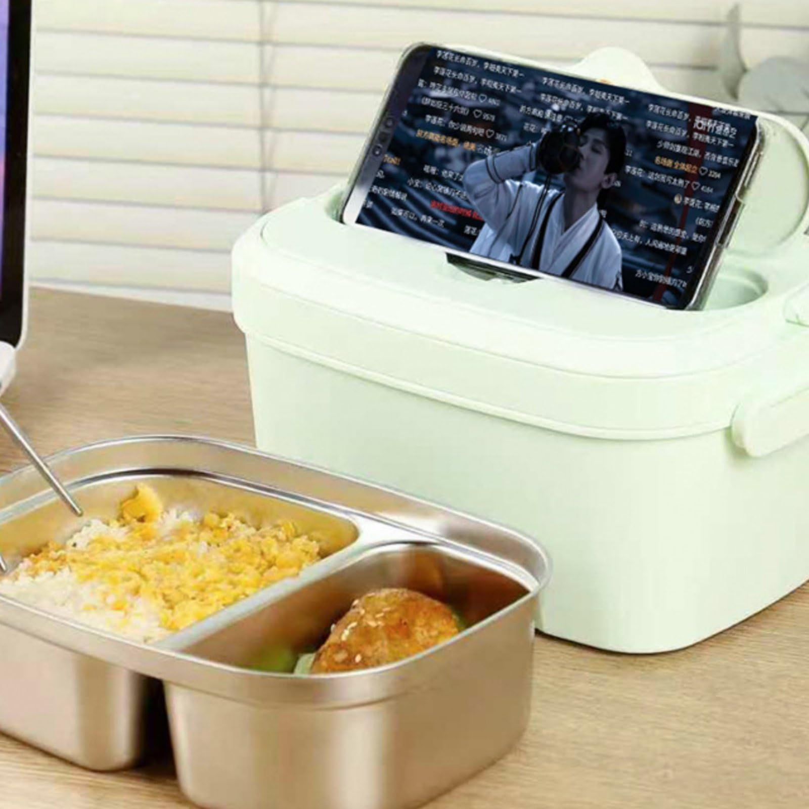 Contenitore Termico Pasti Scaldavivande Elettrico Portatile Pranzo Box Contenitore Riscaldante Lunch Box Cordless Camera Alimenti Alimentare Doppio, Array, Rosa Ciliegio