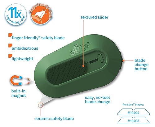 Vista 11 de Slice - 10400 Cortador de cajas, botón manual de 3 posiciones con hoja de cerámica, hoja de bloqueo