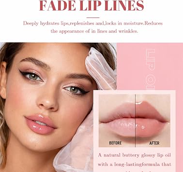 Lip Oil and Lip Gloss Set,4Packs Hydrating Lip Oil Set,Tinted Lip Oil & Lip Gloss,Non Sticky Plumping Lip Glow Balm, Long Lasting Moisturizing Lip Care, High Shine Smooth Finish, Gift for Women