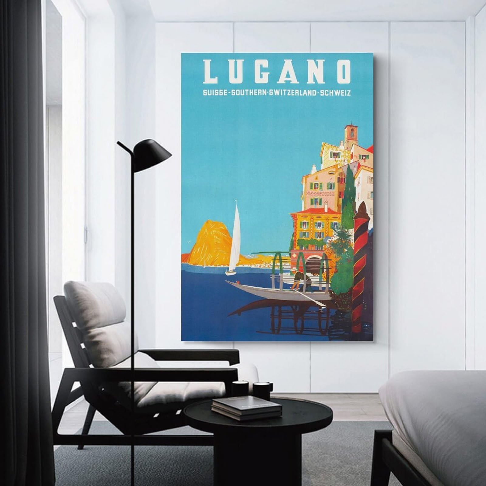 Junmoney Lugano Travel Decorative Canvas Print 08x12inch(20x30cm), for Gallery Wall Layouts in Home Or Office, Home Wall Art for Statement Displays