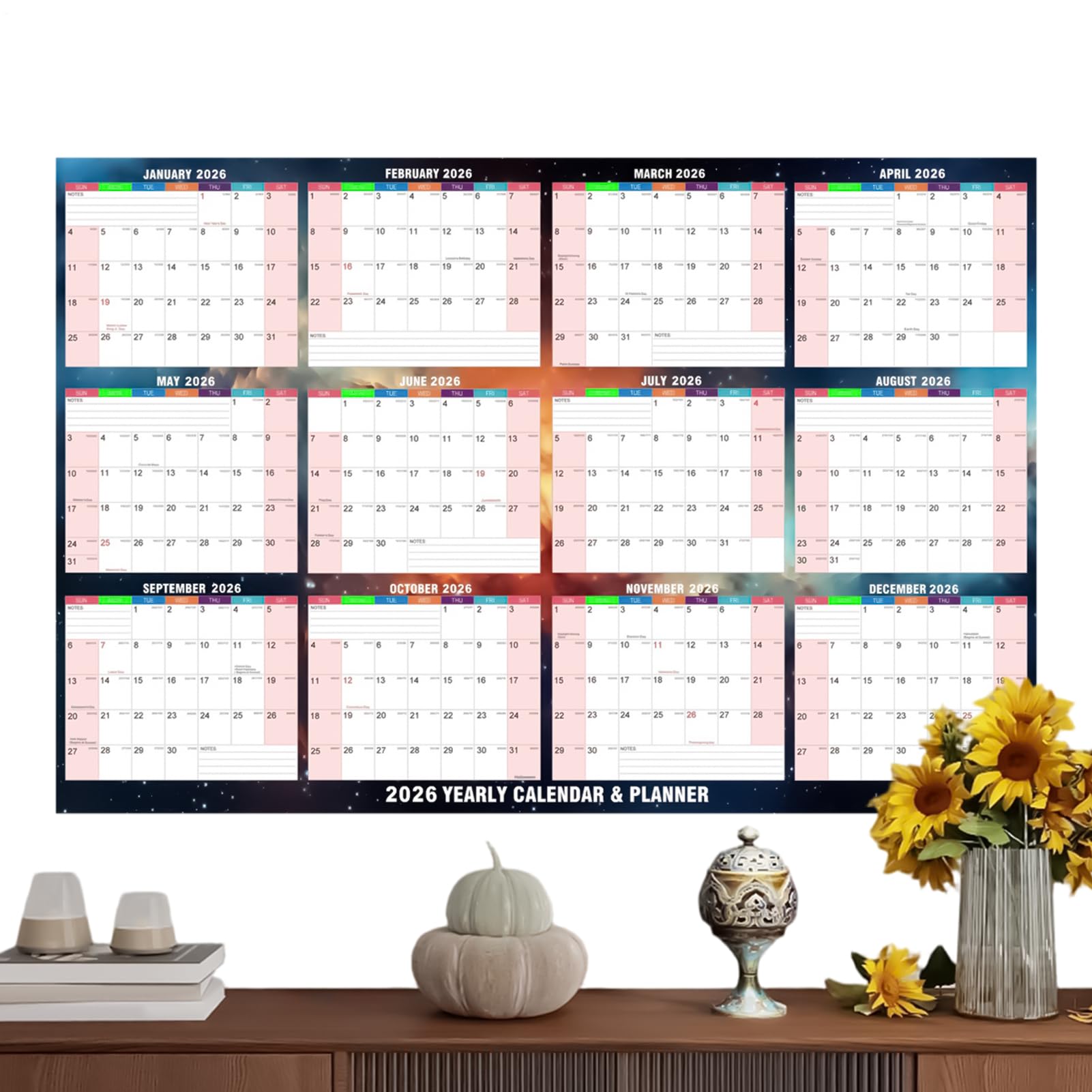 Calendario Annuale 2026 61 X 86 Cm Doppia Faccia Cancellabile A Secco Per