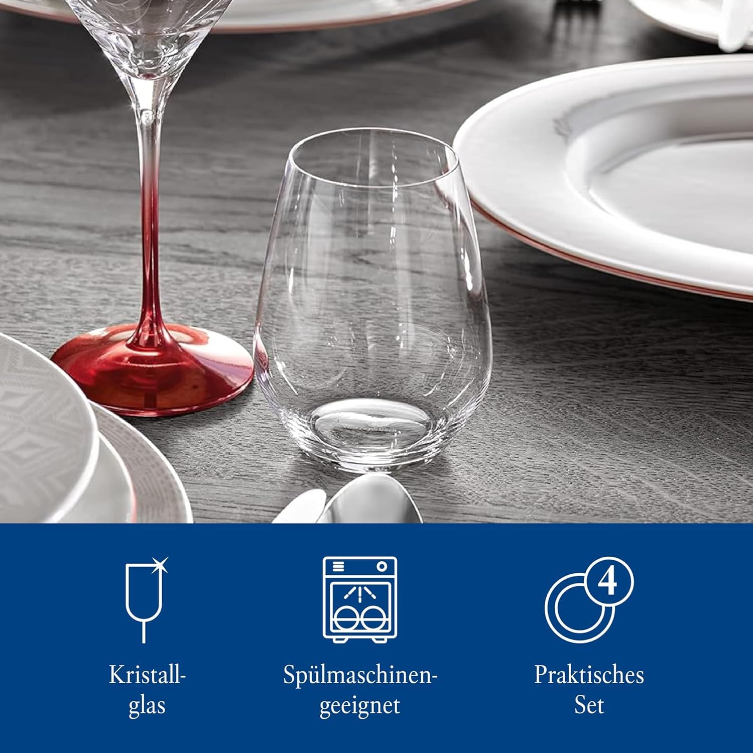 Villeroy & Boch Ovid Wasserglas-Set 16-eilig, 420 ml, Wassergläser, Gläser Set, Besondere Trinkgläser, Gläser Für Wasser, Saftgläser, Kristallglas, Spülmaschinenfest