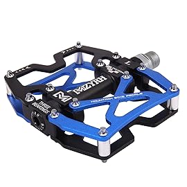 MZYRH Mountain Bike Pedals, Ultra Strong Colorful CNC Machined 9/16 Cycling Sealed 3 Bearing Pedals (Blue Black Black)