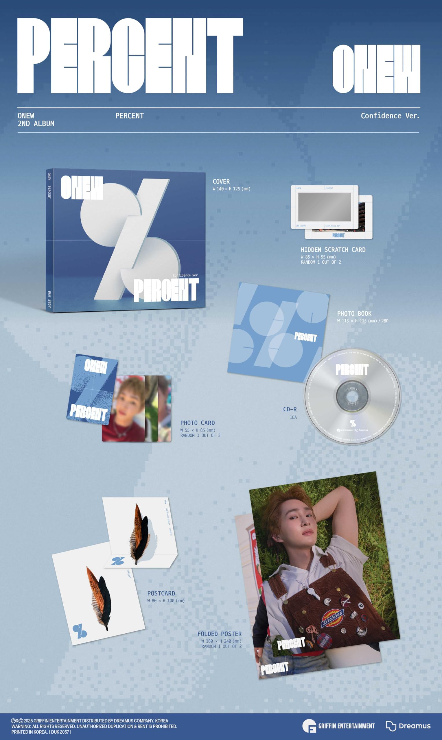 ONEW Album - PERCENT A + B (2 ver.) Full SET Digipack ver.+Pre Order Benefits+BolsVos Exclusive K-POP Giveaways Package