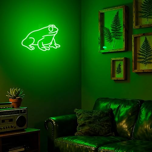 Miniatura 2 de Lampeez Letrero de neón de rana, decoración de pared de lámpara de rana, letreros de arte de neón LED regulables alimentados por USB, para cueva de