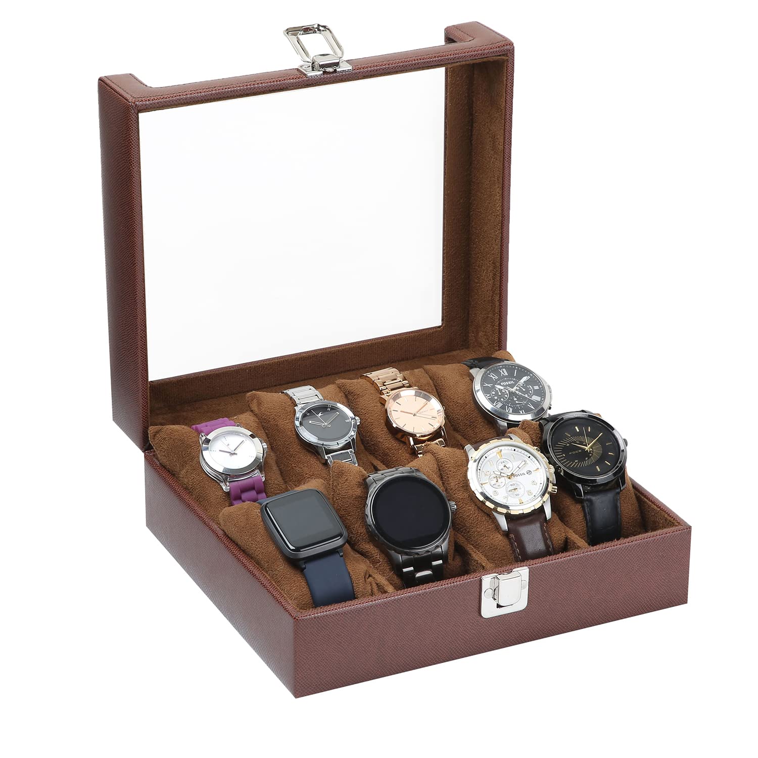 essart Men & Women Watch Box || Watch Case || Watch Organizer Box || Wrist Watch Display Case || Snake Print Colour Brown For 8 Watches in PU Leather (B09XR54D6C) Amazon Price History, Amazon Price Tracker