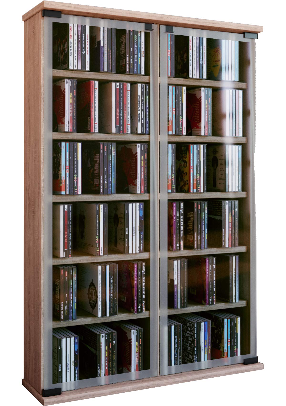 VCM Regal DVD CD Rack Medienregal Medienschrank Aufbewahrung Holzregal Standregal Schrank Möbel Sonoma-eiche "Galerie", 91.5x91.5x60 cm