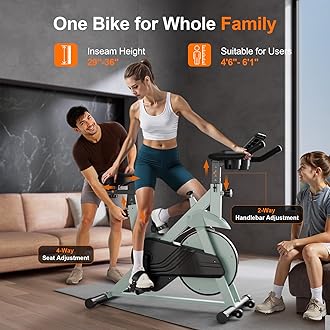 Stationary Bike, Spin Bike with 32 Levels of Adjustable Magnetic, Exercise Bike for Home with Exclusive App, Low Noise Indoor Bike, Cycling Bike with Comfortable Seat Cushion