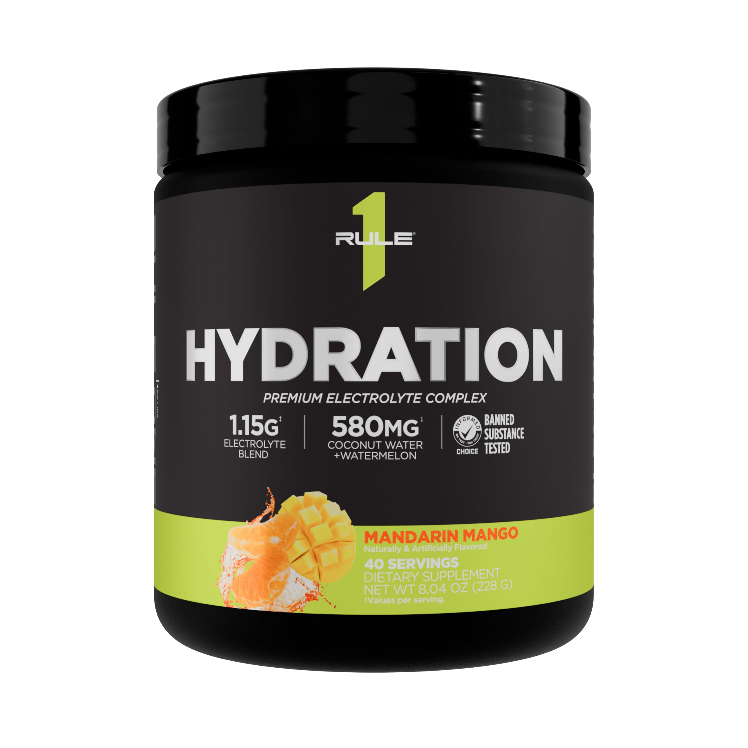 Rule 1 Proteins Hydration Powder, 30 Servings (Mandarin Mango)