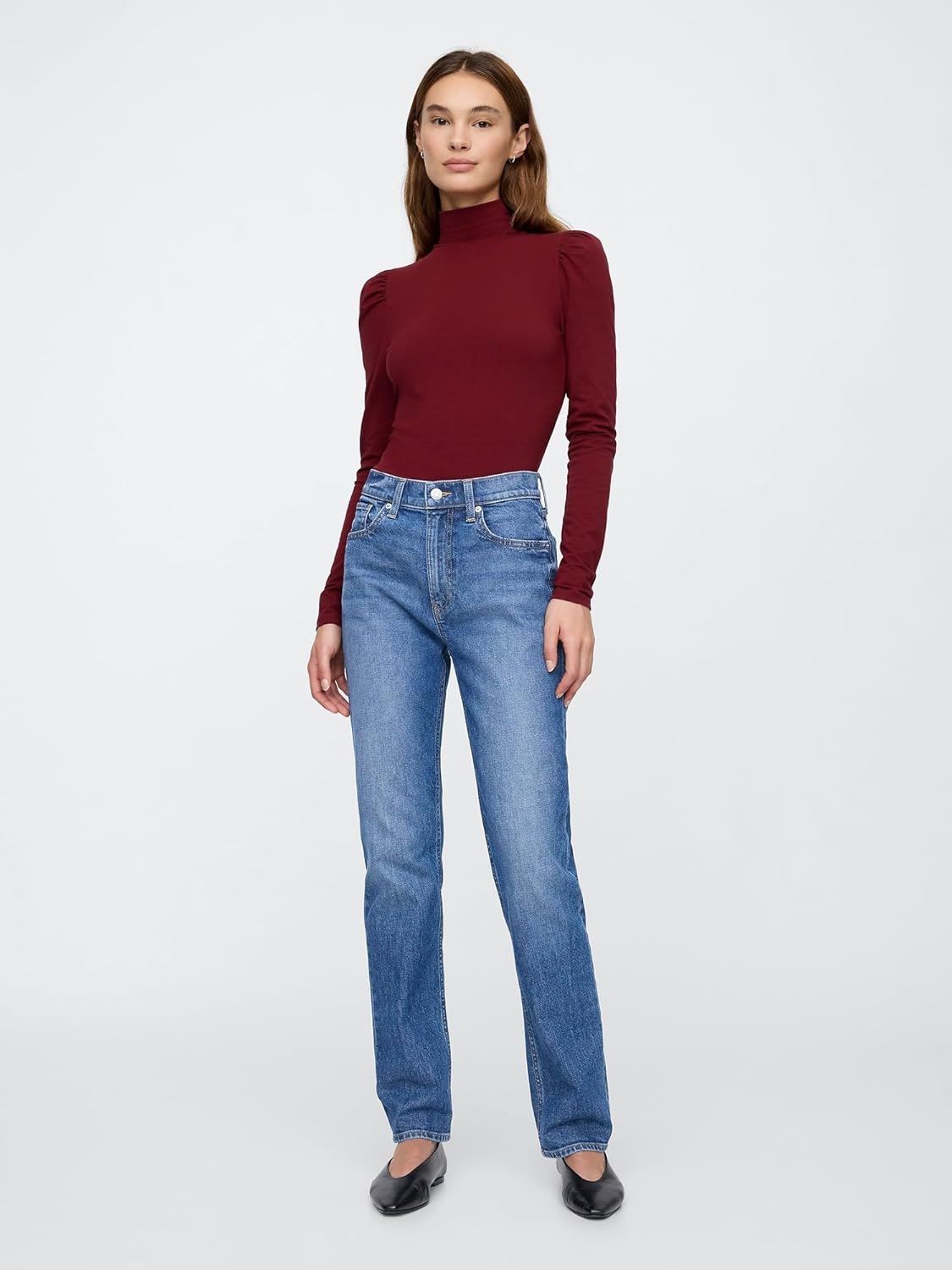 Gap Womens Long Sleeve Puffed Shoulder Turtleneck - Image 3