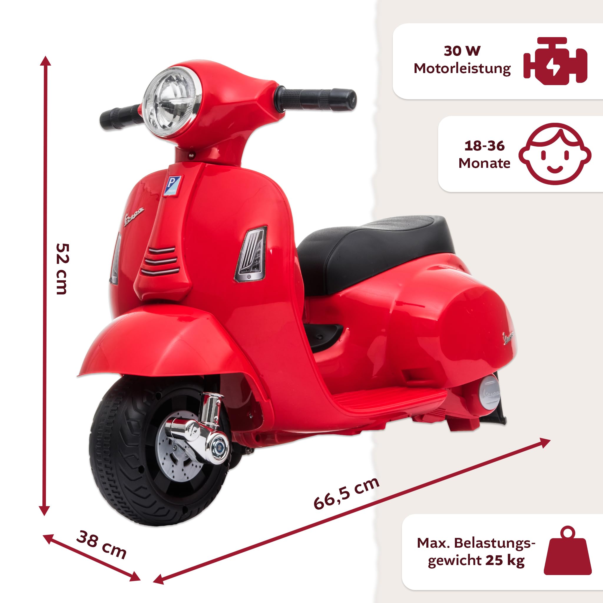 Vespa GTS super kinderscooter 12v roze met windscherm en kofferbak Vespa GTS super kinderscooter 12v roze met windscherm en kofferbak