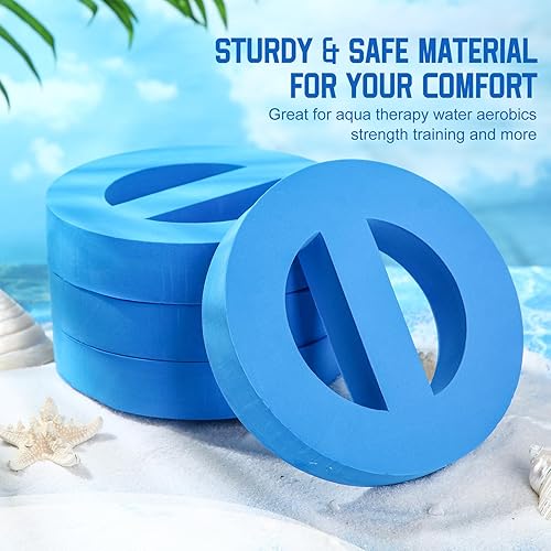 Miniatura 5 de Juego de 4 discos de ejercicio acuático para piscina, juego de ejercicios de espuma EVA de mano, equipo aeróbico de agua para adultos, aeróbicos