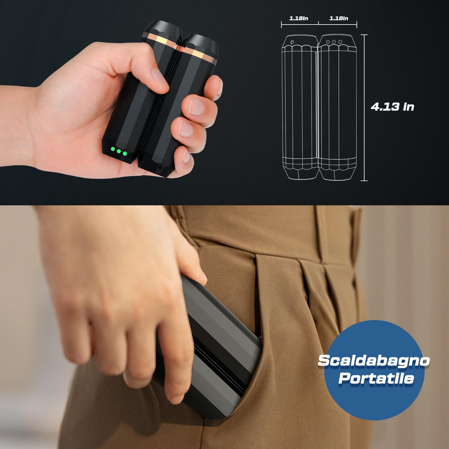Scaldamani Elettrico Ricaricabile per USB, Portatile Torcia Elettrica Scaldamani Riutilizzabile 2 pacchetti con bank power, Adatto per Campeggio Magia Invernale 10000mAh
