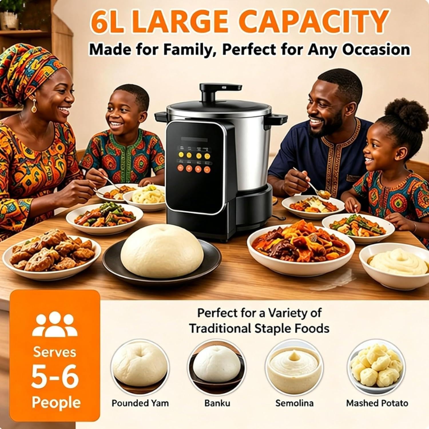 Pilon éLectrique à Igname, MéLangeur Alimentaire D'Hirondelle Africaine