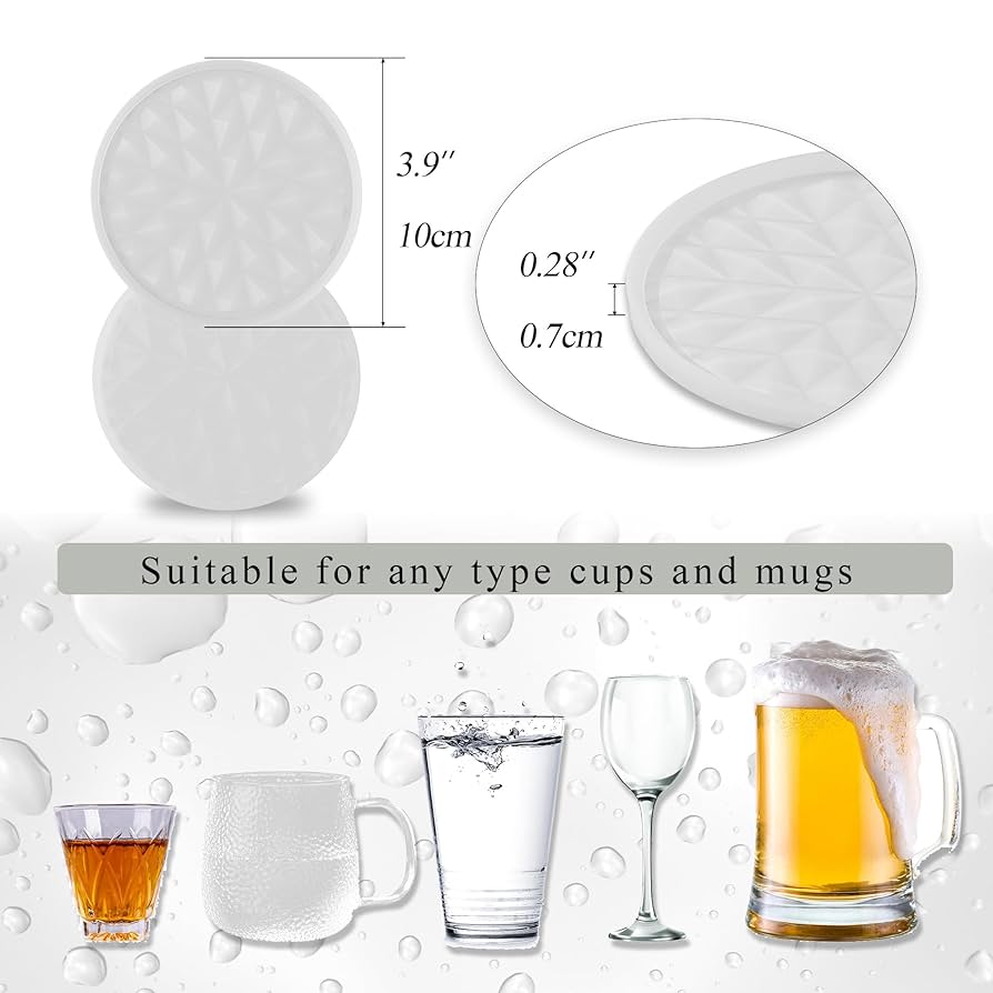 Wingcases - Reusable Silicone Large Yogurt Pot Lids Tops ONLY Fits 9.5cm Diameter Pots(2 Sets, Semi Transparent) Reversible Lid To Coaster Design