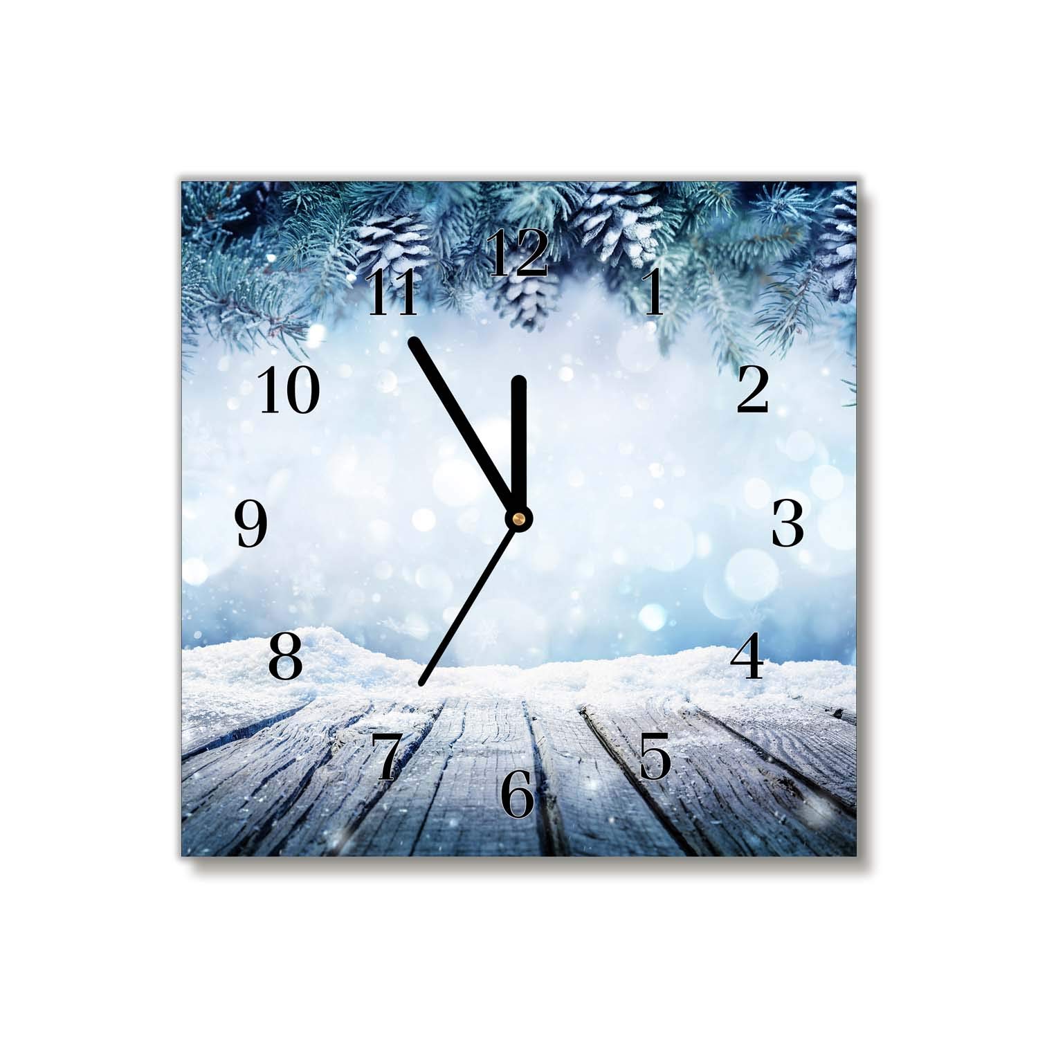 Arbre de Noël de neige horloge murale silencieuse Tulup pour salon