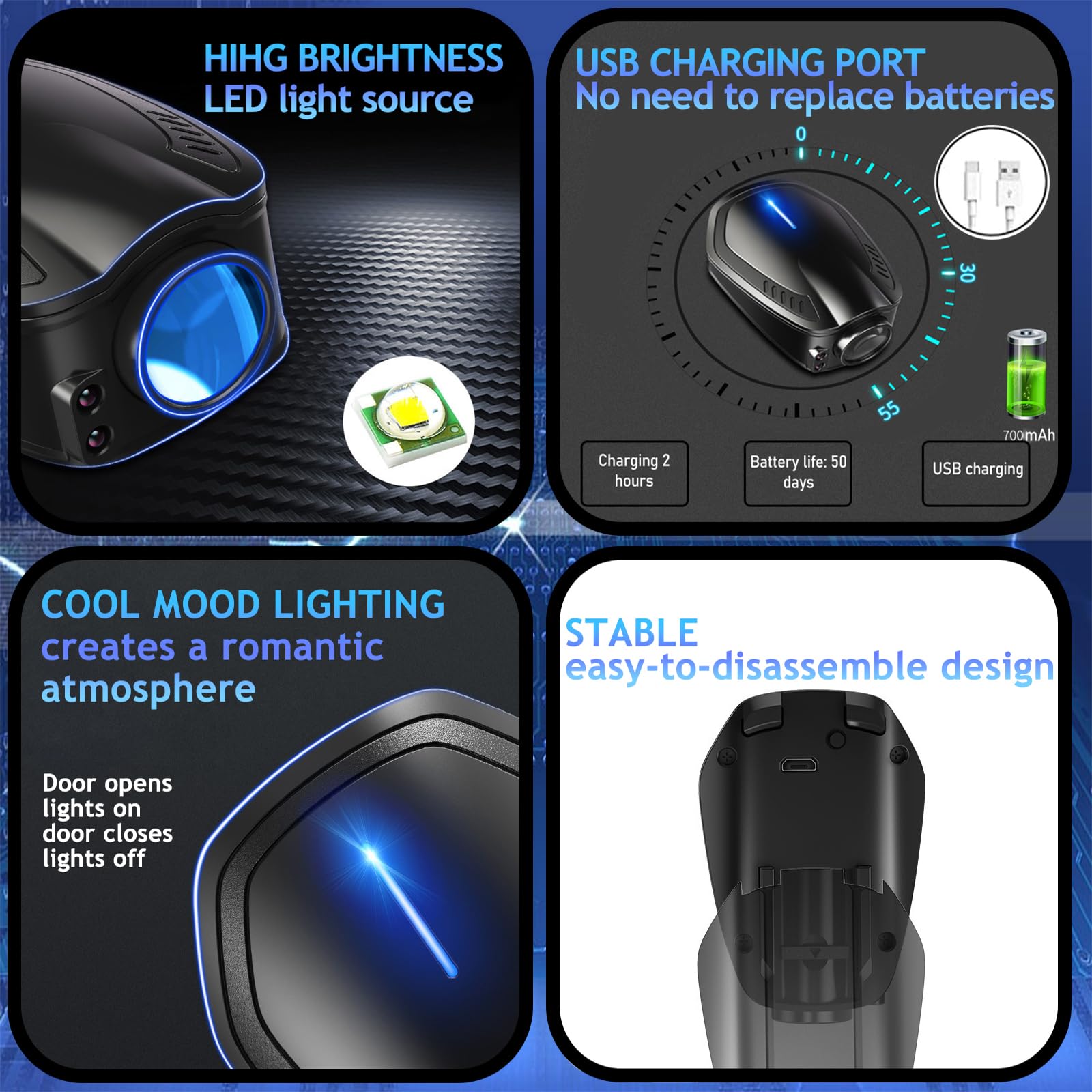 DZJJHK 2PCS Car Door Lights Logo Projector Rechargeable Universal,Rechargeable Wireless Car Door Projector Lamp,HD Vehicle Welcome Lights,Shadow Ghost Lamp,Emergency Light(logo-Ca-dill-ac)