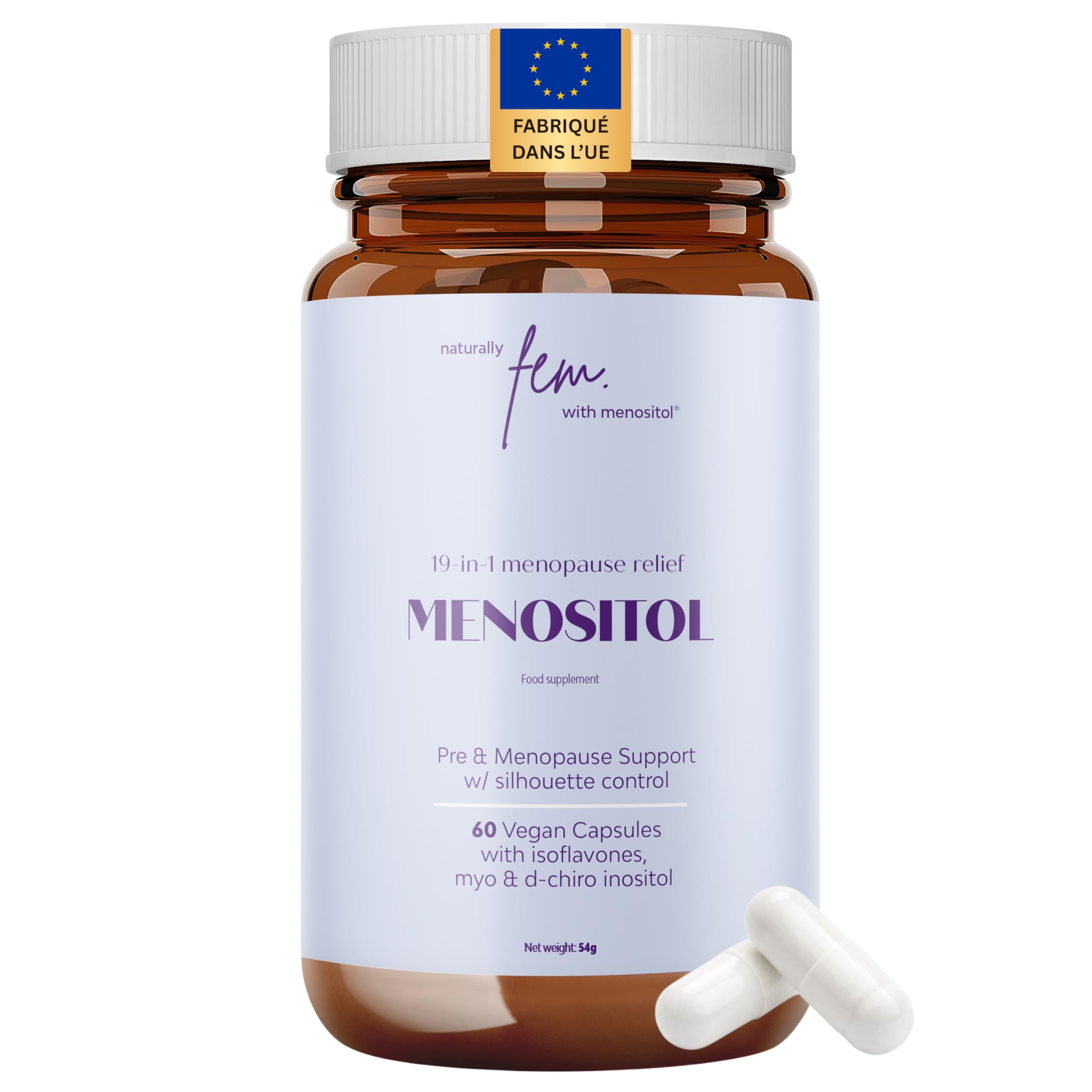 Ménopause & Bouffées de Chaleur | Inositol FEM Menositol SOPK 19-en-1 | Complément Menopause avec Myo-Inositol, D-Chiro, Isoflavones & Sauge | Soutien Hormonal, Sommeil & Humeur | Qualité Premium