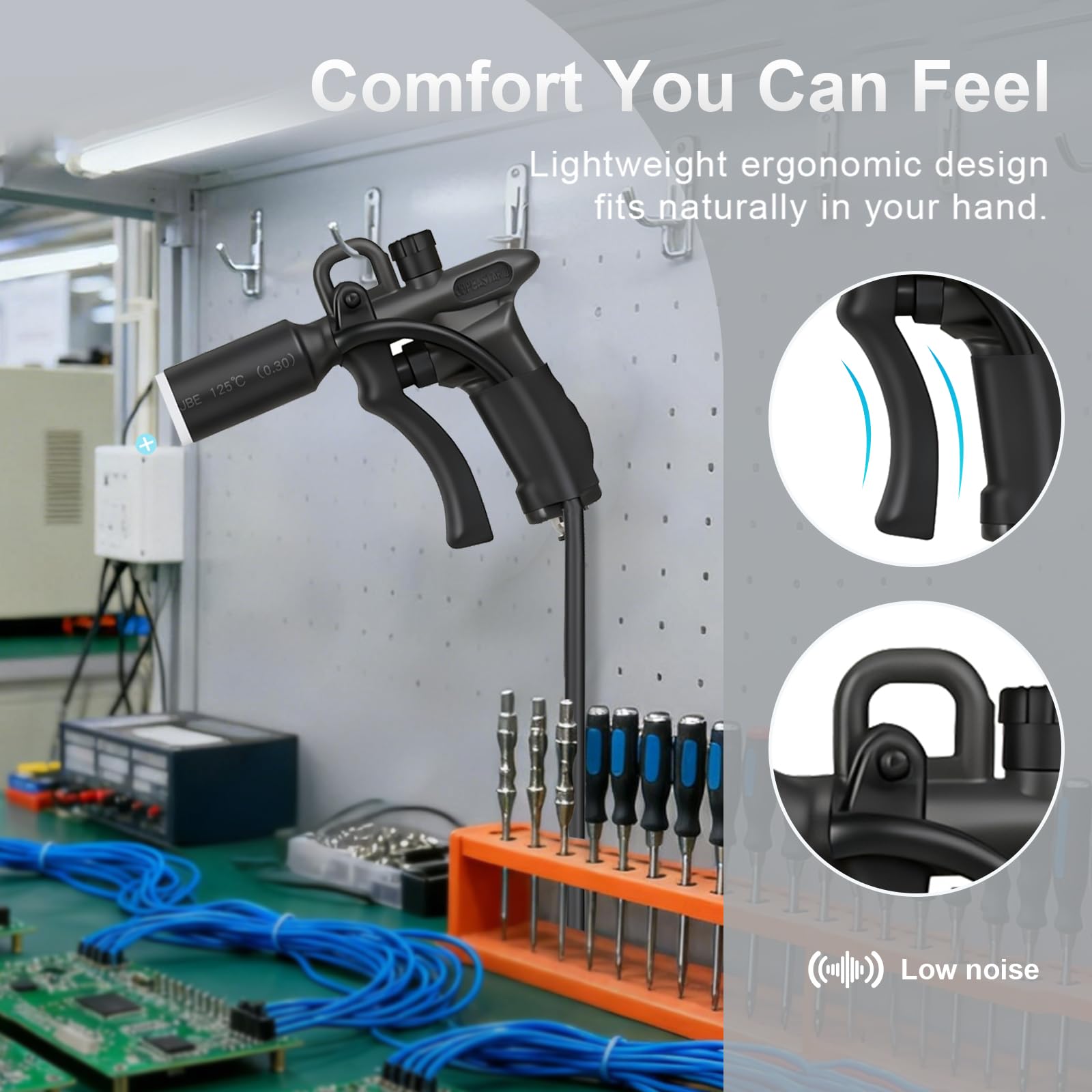 Pistola de aire antiestática, eliminador electrostático con conexión a tierra de seguridad y generador de alto voltaje para eliminación electrostática industrial