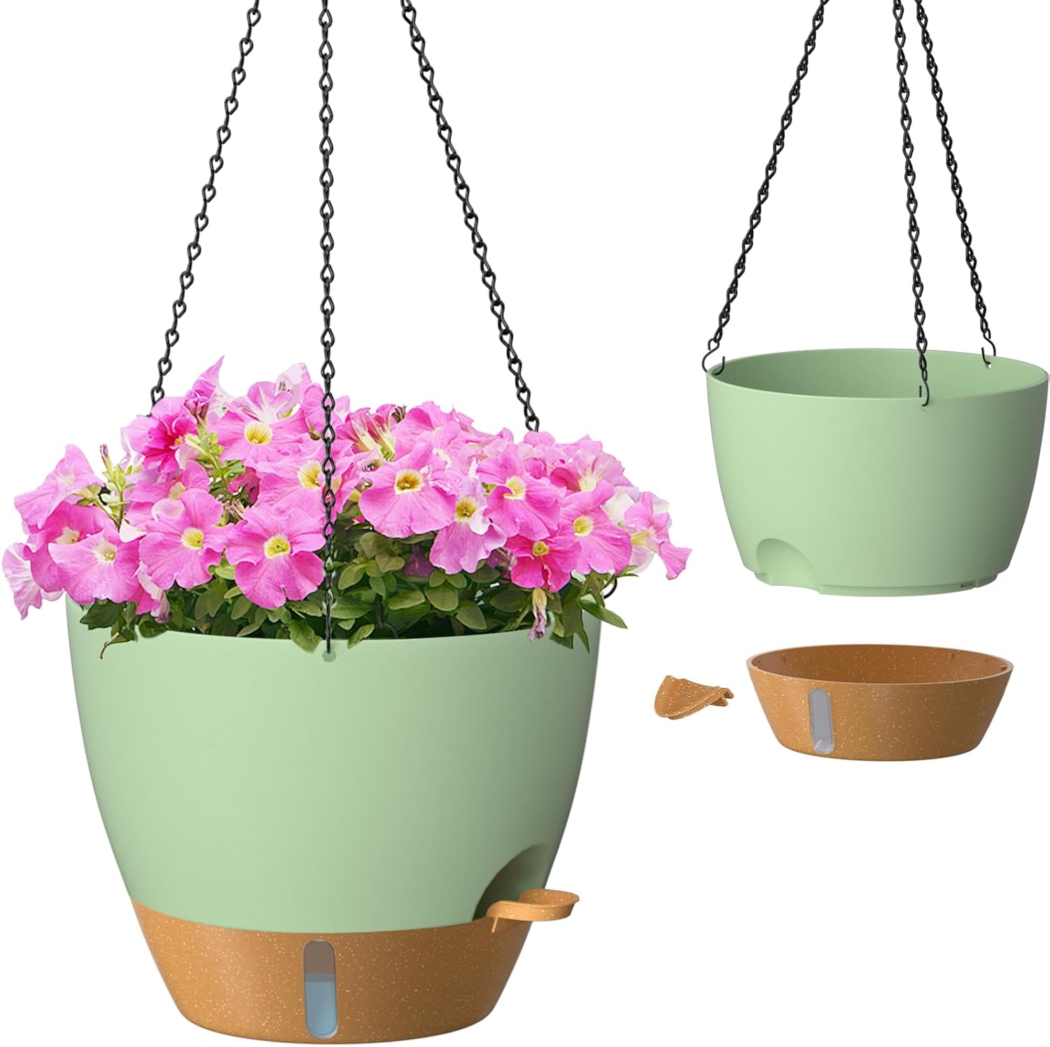 ZMTECH 12 inch hanging planters set with water level indicator