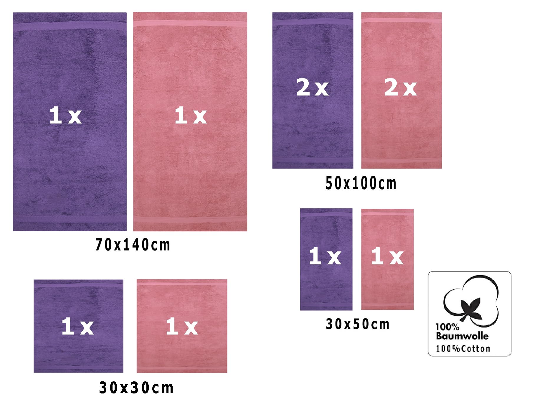 Betz 10-częściowy zestaw ręczników Classic 2 ręczniki do twarzy 30 x 30 cm 2 ręczniki dla gości 30 x 50 cm 4 ręczniki do rąk 50 x 100 cm 2 ręczniki kąpielowe 70 x 140 cm 100% bawełna kolor fioletowy i stara róża