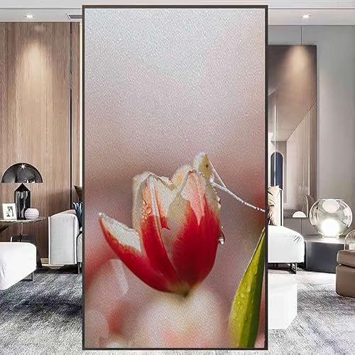 Lámina decorativa sin pegamento para ventana, diseño de flores electrostáticas, no requiere pegamento, película decorativa de flores holandesas,