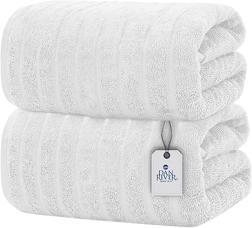 DAN RIVER Juego de 2 toallas de baño de 550 GSM, ultra suaves y altamente absorbentes, con diseño de interruptor de velocidad, toallas de baño