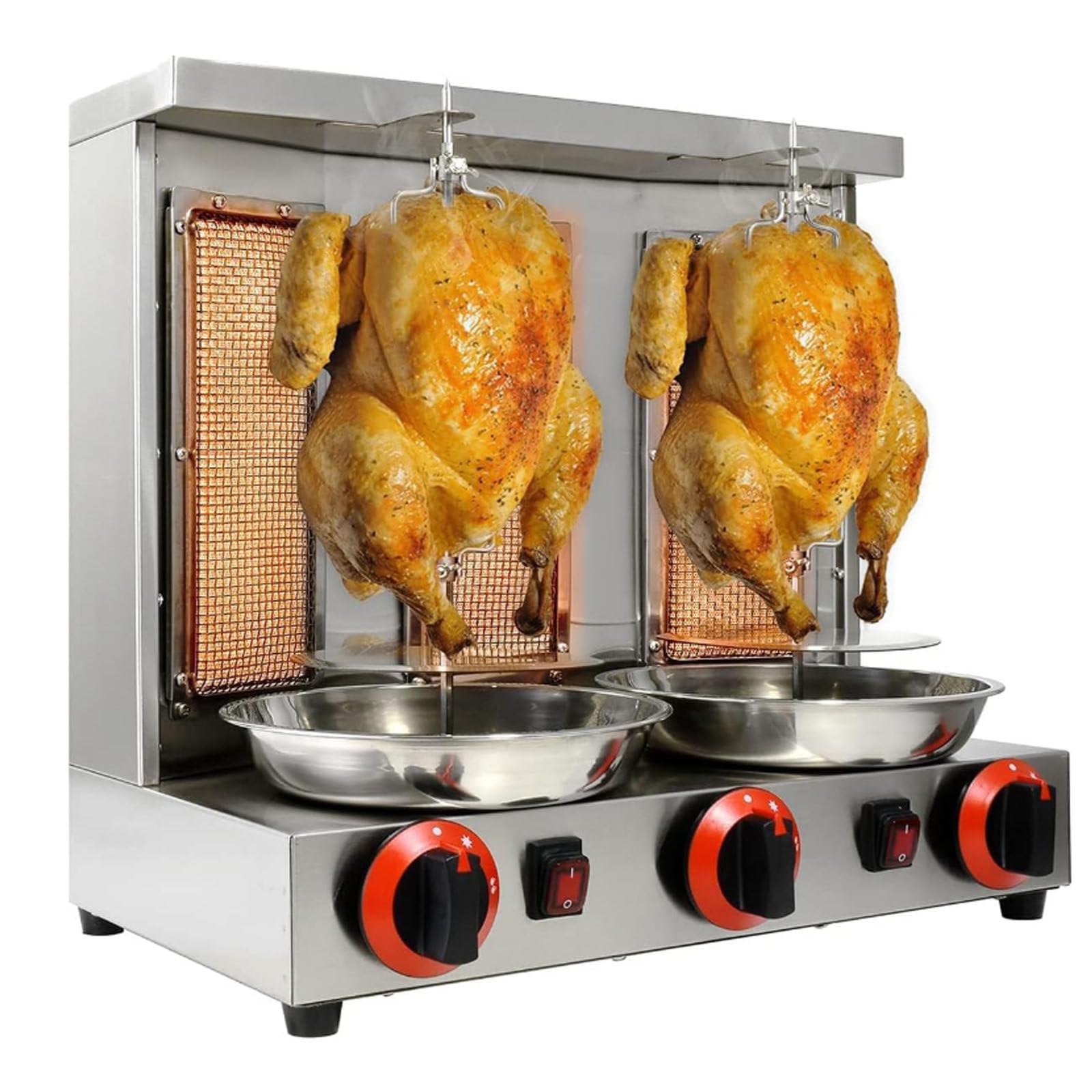 Zyknaurral Homemade Chicken Shawarma Machine, Commercial Turkish Chicken Rotisserie, Countertop Rotisserie, Vertical Rotisserie With Burners, Adjustable 300°C, 360° Rotisserie