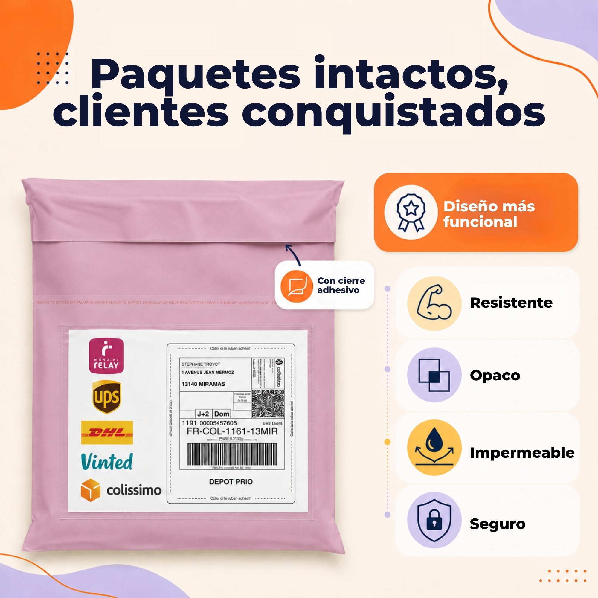 30 Bolsas Envio Vinted - S/M/L - Bolsas Para Envíos Ultra Resistente, Opaca e Impermeable, sobres plastico, Rosa