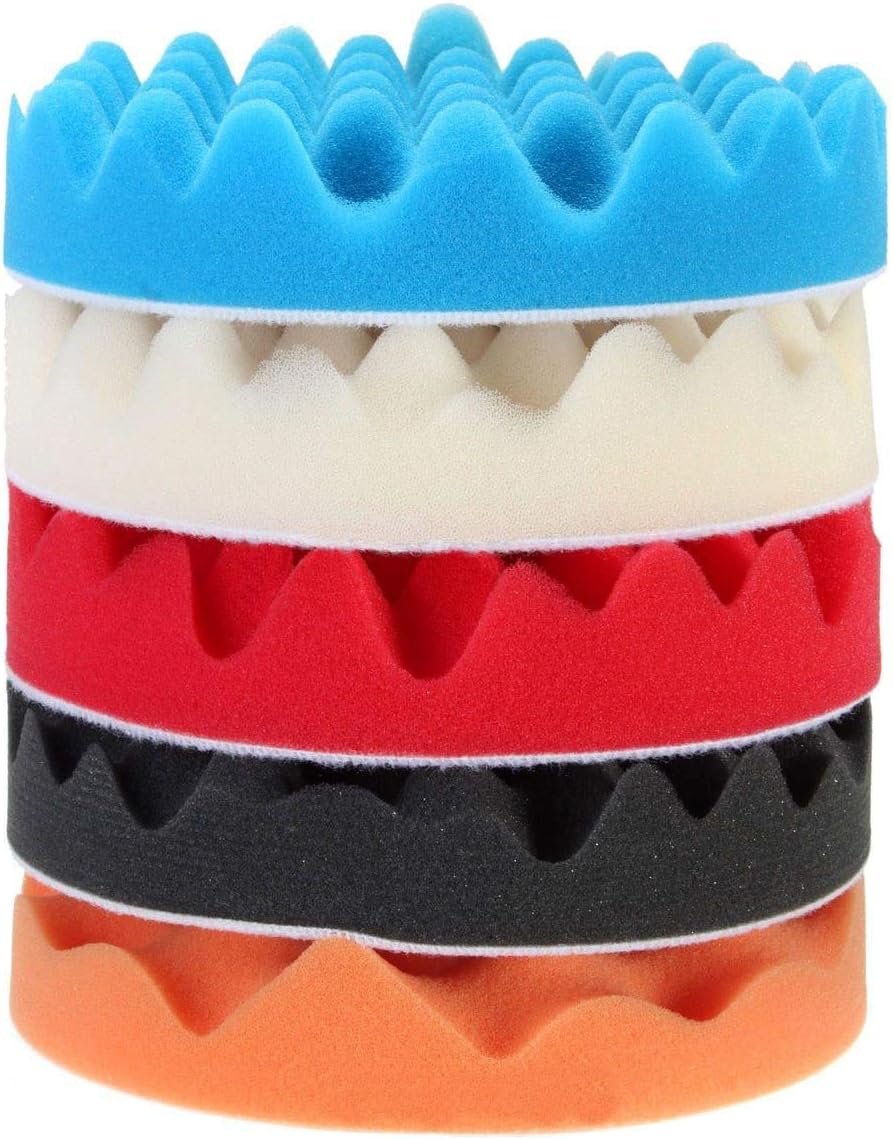 PYouo-mini Polisher Pads, 5Pcs 6" for Car Polisher, Sponge Buffer Waffle Polishing Foam Buffing Pads Set, Waxing