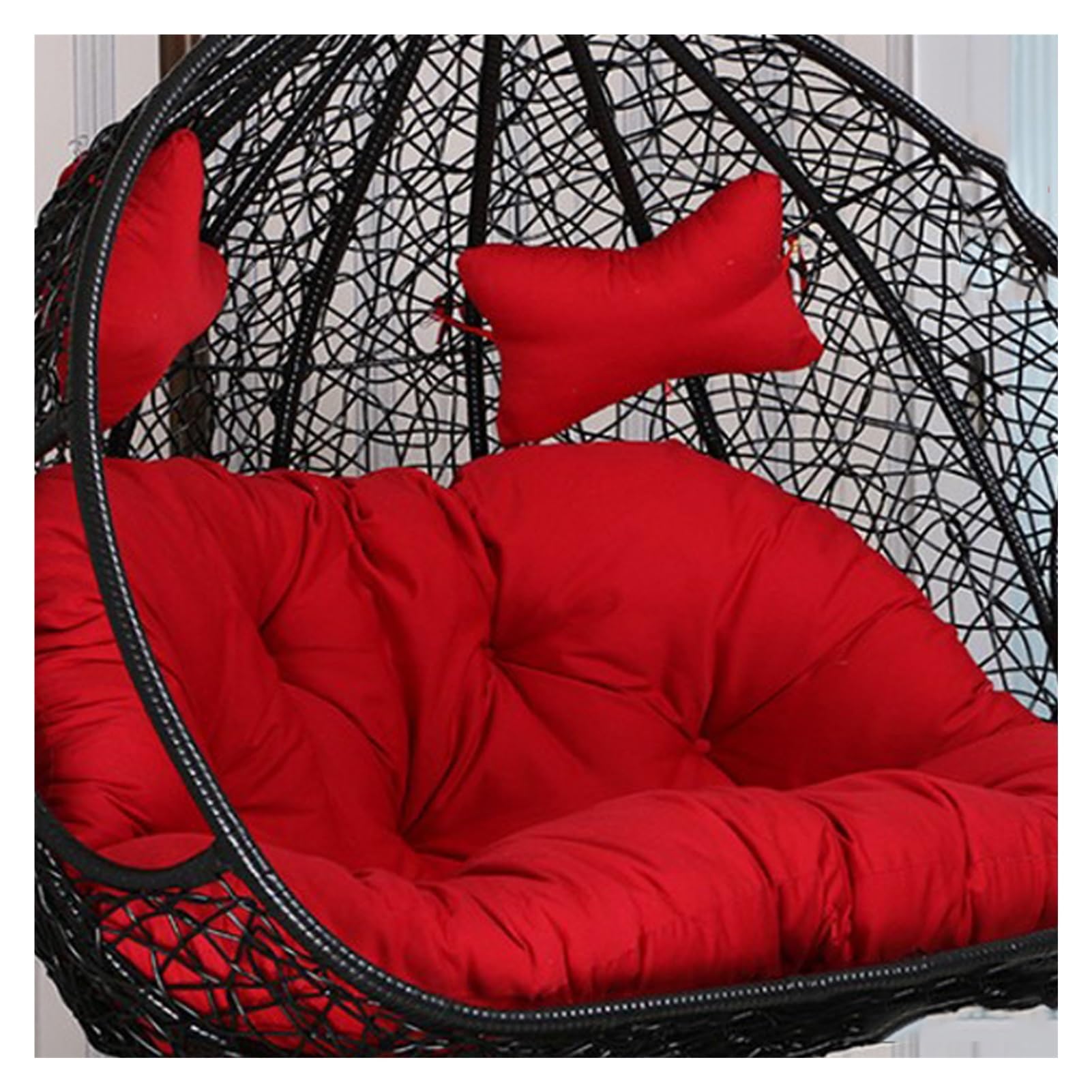 Meiiron Egg Chair Swing Cushion for 2 Persons, 2 Person Hanging Egg Chair Cushion with 2 Pillows, Hammock Chair Replacement Cushion with Filling Cotton for Garden Patio Outdoor(Color 2)