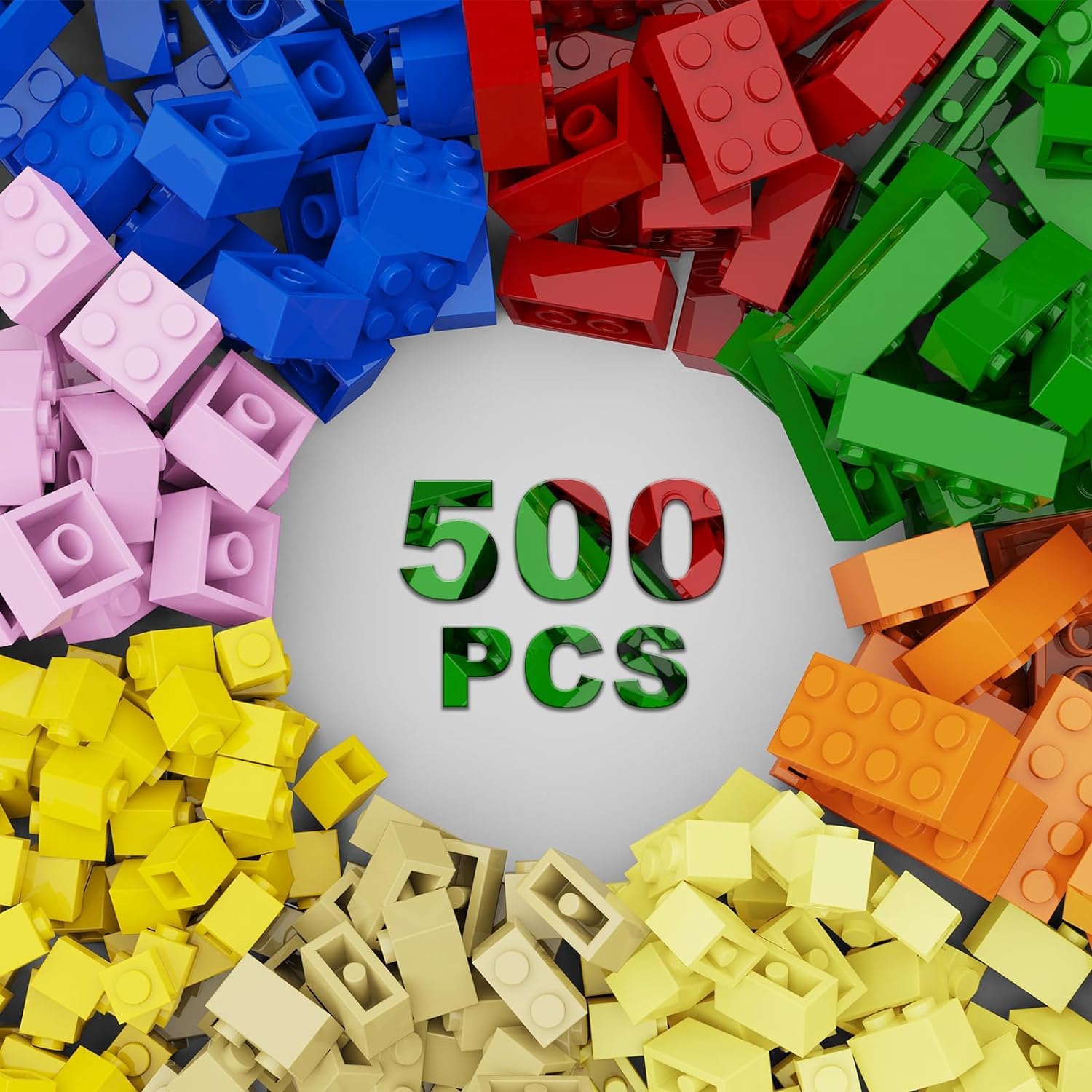 Amazon.co.jp: 500ピース8色のブロック 基本セット 部品 パーツ大量 