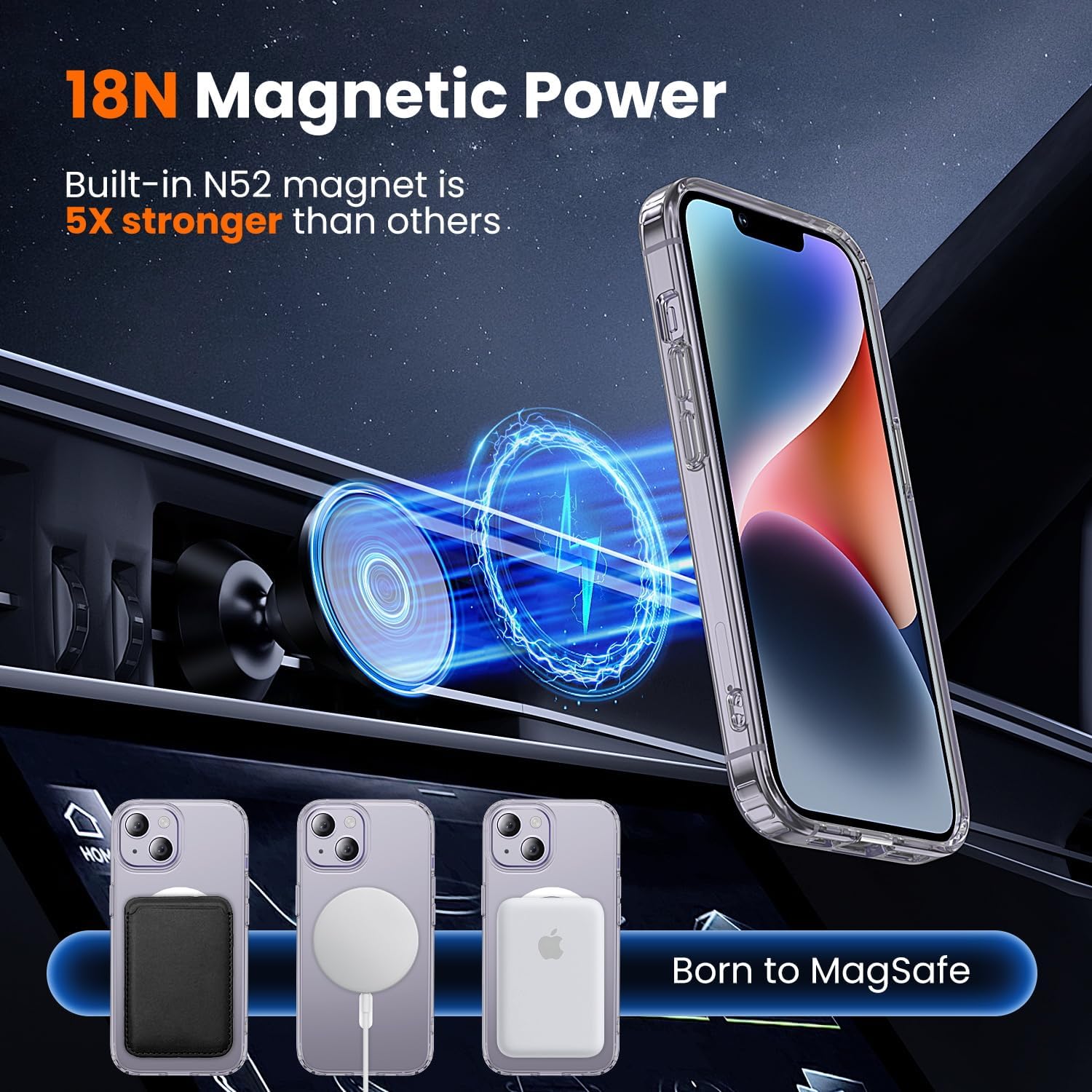 3 in 1 for iPhone 14 Case Clear with MagSafe, Not Yellowing, Screen Protector*1 Camera Lens Protector*1, Military-Grade Protection for iPhone 14 Phone Case 6.1 inch Clear - Image 4