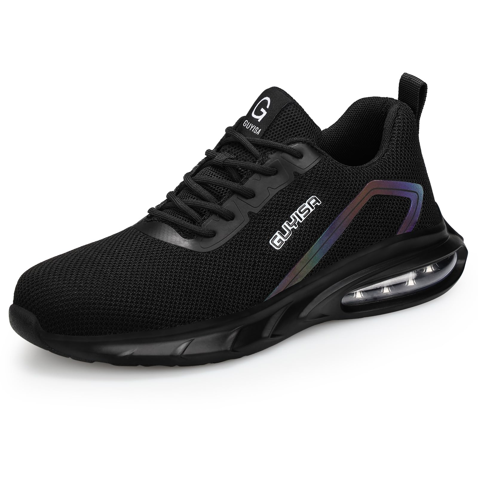 GLANOUDUN Work Shoes for Men Steel Toe Shoes for Men Black Steel Toe Sneakers Lightweight Working Shoes Breathable Safety Shoes Indestructible Men's Construction Shoes