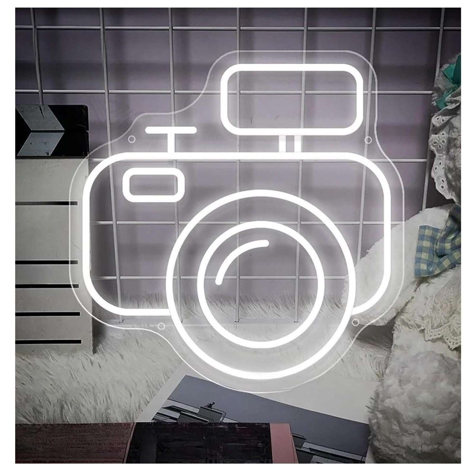 Zynther Neon lamp Soothing Atmosphere Photography Camera Neon Sign Light for Room Decor(B)