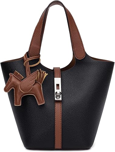 Miniatura 32 de Bolso de mano para mujer, de piel vegana, bolso de mano con asa superior, bolso de hombro con bolso pequeño desmontable