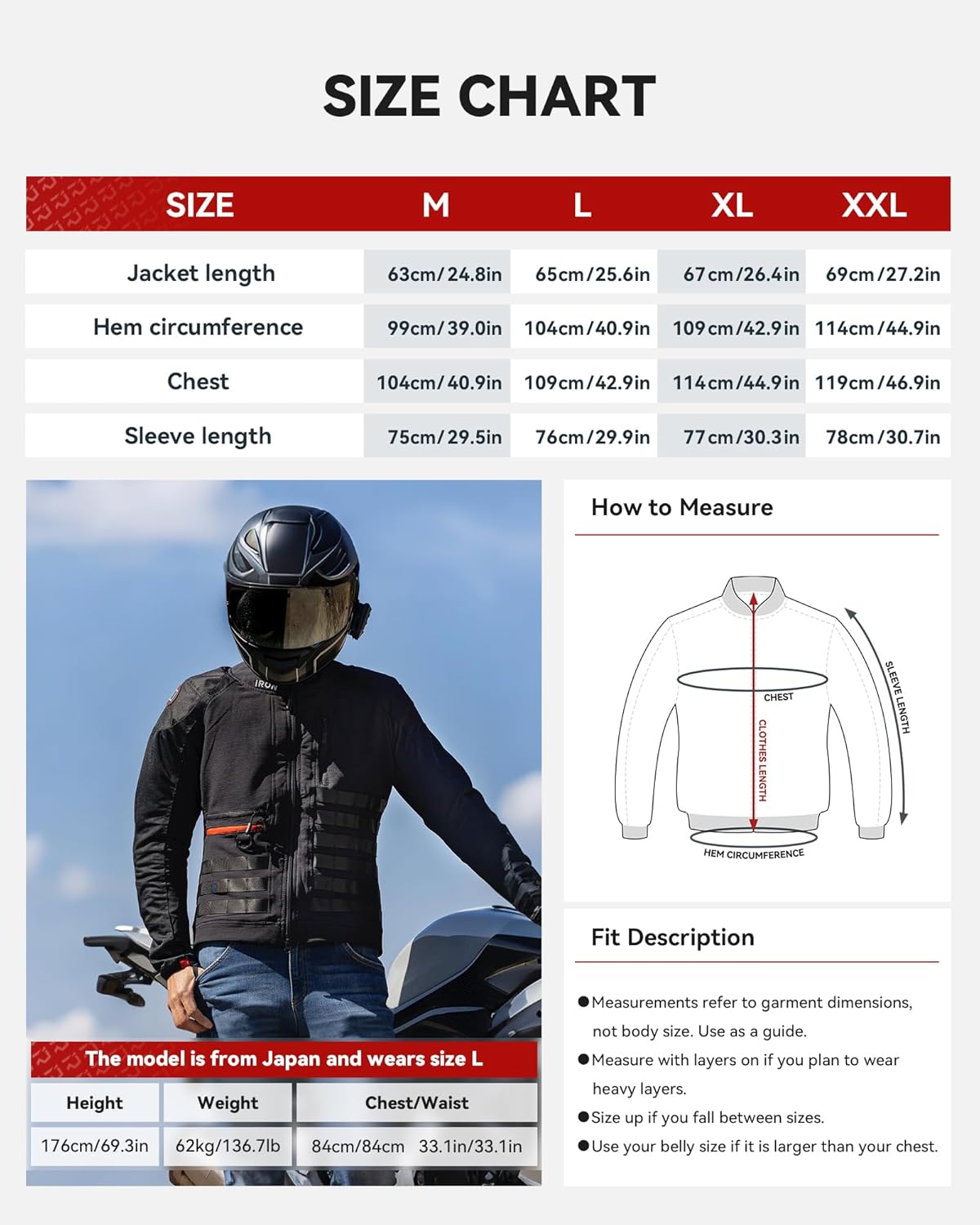 IRON JIA'S Motorcycle Jacket with CE Armor, Tight-Fit Summer Mesh Breathable Motorcycle Shirt, Motorbike Riding Protective Gear Black L - Image 6