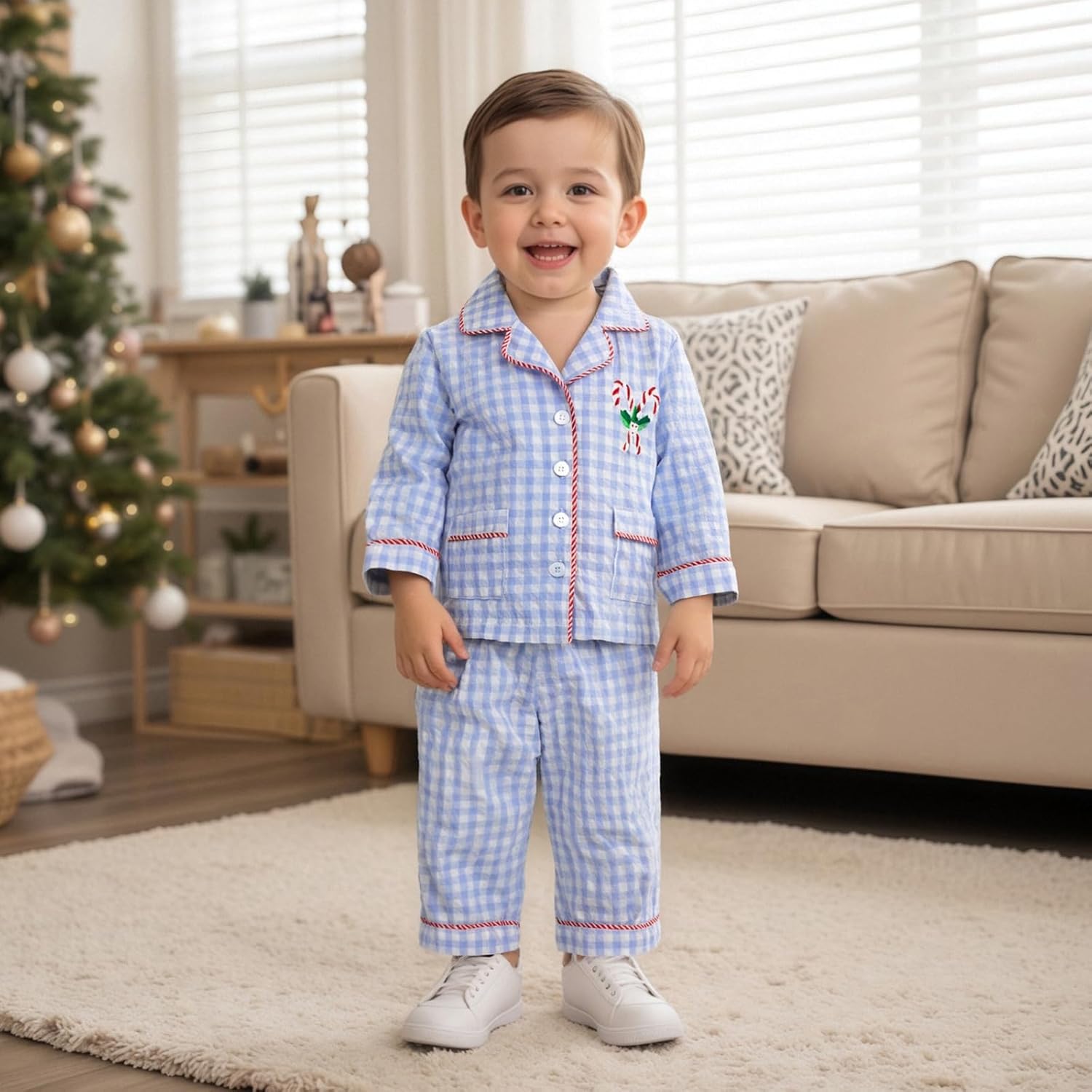 Kuriozud Kids Easter Pajamas Toddler Baby Girl Jesus/Donkey Print Button Down Pjs Tops Pants Little Girls Easter Pajama Set - Image 2