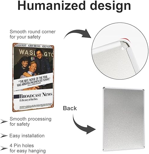 Miniatura 3 de Broadcast News - Póster de película con logotipo de lata de metal, logotipo vintage vintage, para el hogar, barra de cueva, gimnasio, fitness, panel