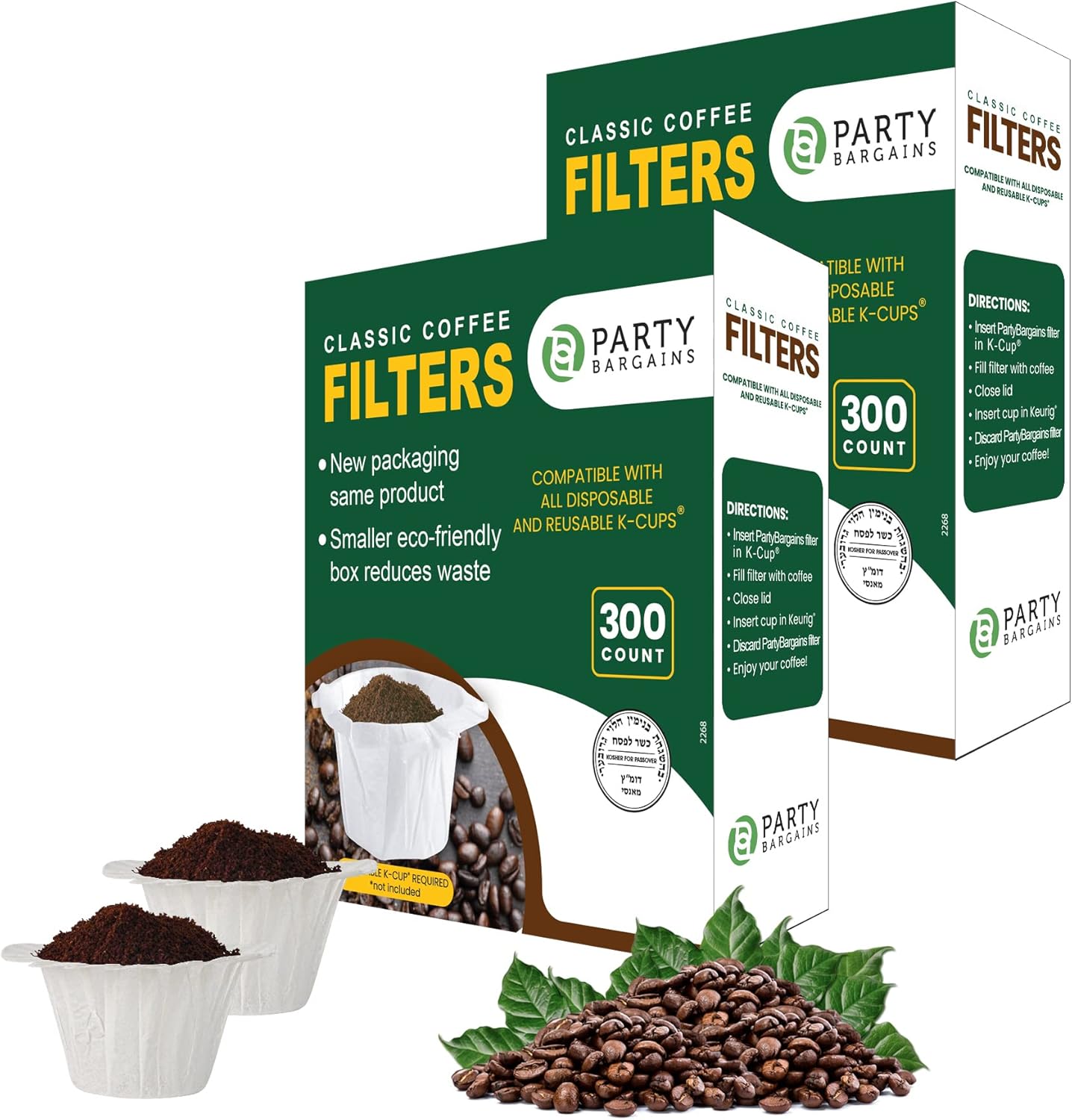 PARTY BARGAINS 600 Classic Disposable Coffee Filter Liners – Compatible with Keurig Brewers & K‑Cup Reusable Pods, Single‑Use Classic Design