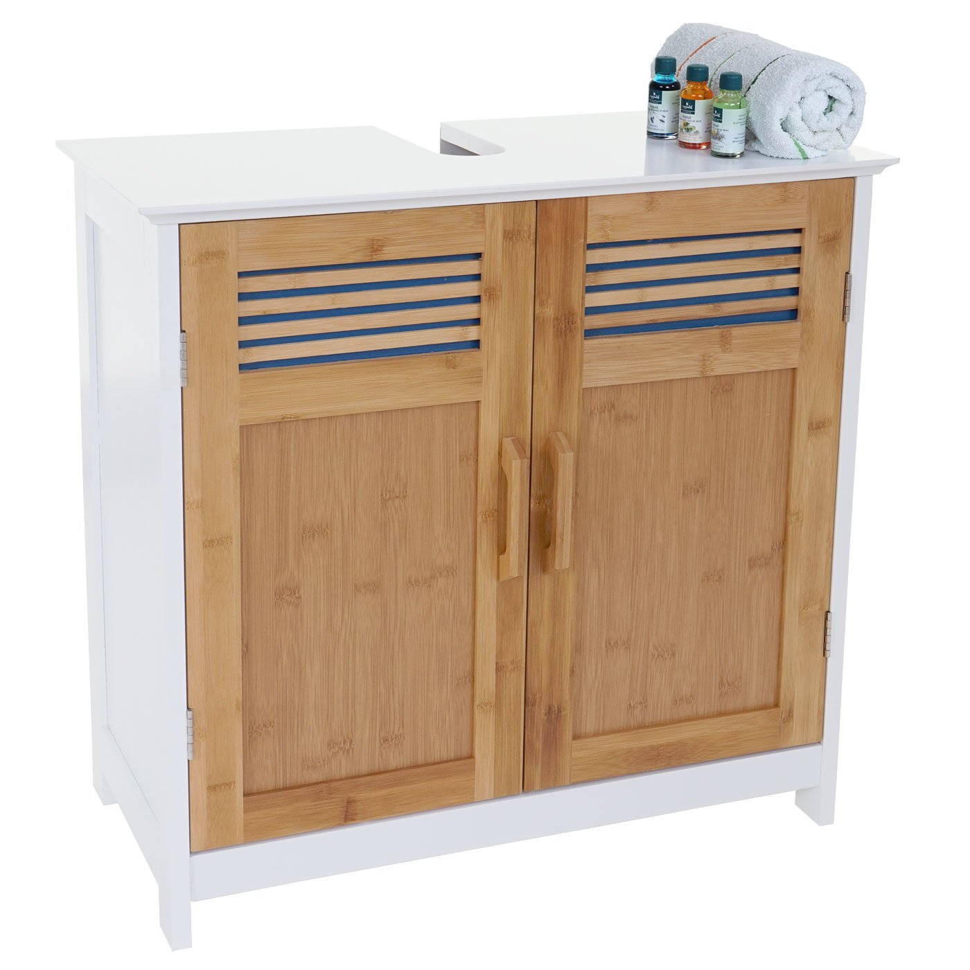 Mendler Waschbeckenunterschrank HWC-A85, Badschrank 60x60x30cm - Bambus