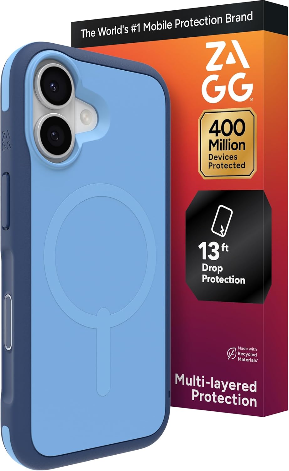 ZAGG Sedona Snap Case for iPhone 17 - Blue Royal Ember, Drop Protection (13ft/4m), Graphene-Reinforced Multi-Layer Protection, MagSafe Phone Case with Impact-Absorbing Bumpers, Slim & Lightweight