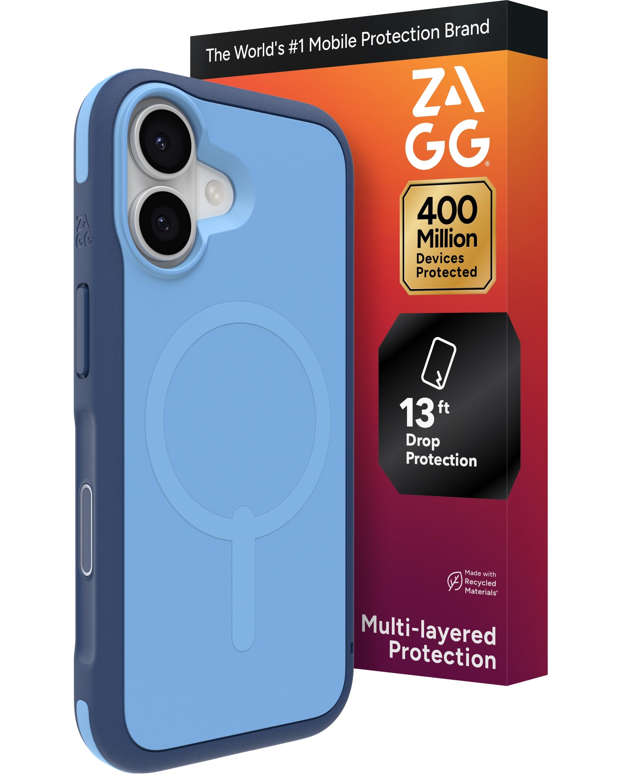 ZAGG Sedona Snap Case for iPhone 17 - Blue Royal Ember, Drop Protection (13ft/4m), Graphene-Reinforced Multi-Layer Protection, MagSafe Phone Case with Impact-Absorbing Bumpers, Slim &amp; Lightweight