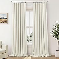 Vista 9 de Total Blackout Curtains 96 Inches Long for Bedroom 2 Panel Cute Black Out Curtains for Living Room Light Blocking Thermal Noise Reduction Linen