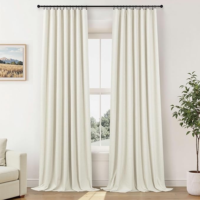 Cortinas Blackout 84 Pulgadas Largo Juego de 2 Paneles Lino Boho Natural miniatura 8