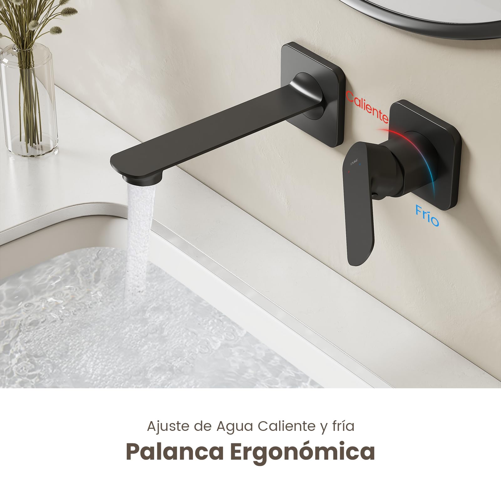 EMKE Grifo de Baño Modular, 233x127x110 mm, Cuerpo de Latón Negro Mate, Mezclador para Lavabo, Grifo de Cocina con Aireador, Cartucho Cerámico, Grifo de Lavabo