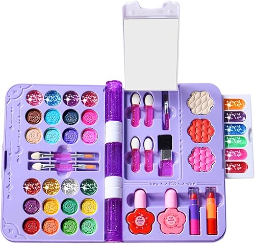 Kids Makeup Set, Educational Washable Cosmetic Toy for Children and Teens, Princess Make Up Kit for Birthday, Costume Party, Holiday, School Plays,