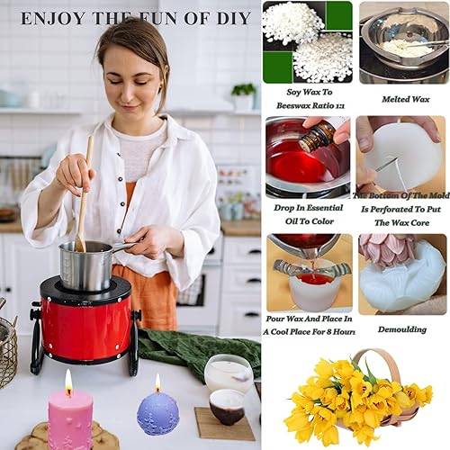 Miniatura 5 de Moldes de vela cilíndrica para hacer velas, 2 paquetes de moldes de resina de silicona de Navidad, moldes de jabón 3D, molde de adorno para